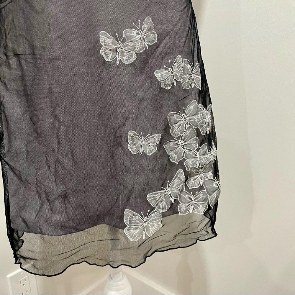 Vintage Y2K Butterfly Glitter Mesh Overlay Slip Dress Size Small *Flawed - Picture 2 of 7